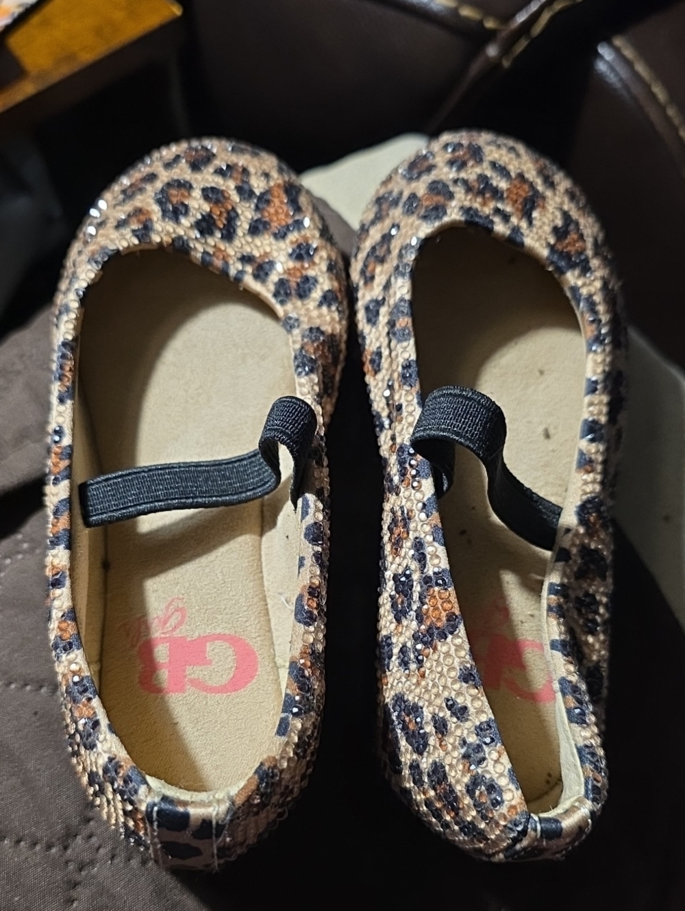 GB girls Leopard Print Mary Jane Flats in Tan, Black and Brown